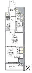 ラティエラ武蔵小山レジデンス 2Kの間取図画像