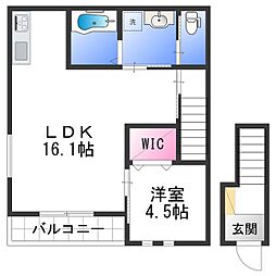 Solis北新 1LDKの間取図画像