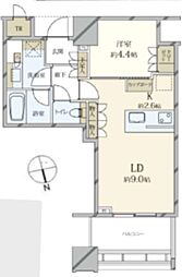 白金ザ・スカイ東棟 1LDKの間取図画像