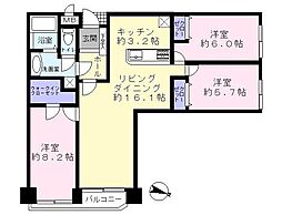 宝生ハイツ 3LDKの間取図画像