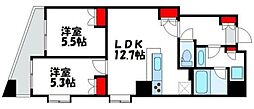 クオリア恵比寿ウェスト 2LDKの間取図画像