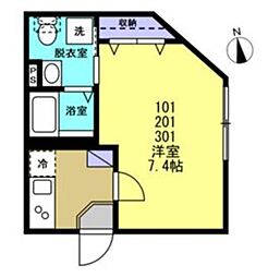ベイルーム本厚木グラン 1Kの間取図画像