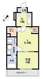 WoodCrest沼袋Residence 2Kの間取図画像