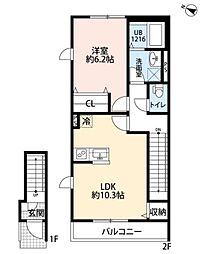 プルメリア 1LDKの間取図画像