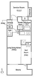 クレストコート吾妻橋レジデンス 1SLDKの間取図画像