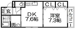 リュクスグランツ 1DKの間取図画像