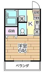 エールシャンブル 1Kの間取図画像