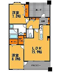 アンピール舞鶴 2LDKの間取図画像