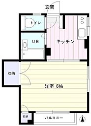 シャトーヤナオカ 3階1Kの間取り