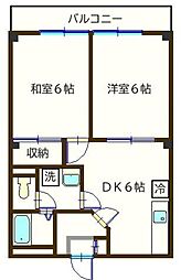 マノアール相模大野 2DKの間取図画像