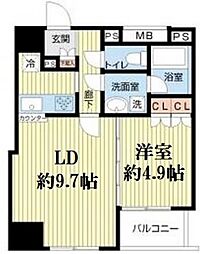 プレール・ドゥーク八丁堀 1LDKの間取図画像