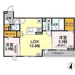 エスペリアつきみ野 2LDKの間取図画像
