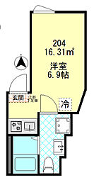 仮称矢口渡新築10世帯 ワンルームの間取図画像