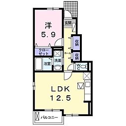 エレガンシア 1LDKの間取図画像