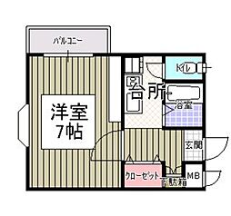 ドリームコーポ 1Kの間取図画像