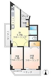 千歳スカイマンション 2LDKの間取図画像