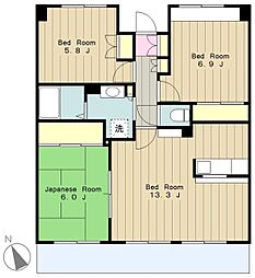 ドムス厚木南 3LDKの間取図画像