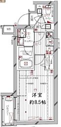 レガリス洗足池 1Kの間取図画像