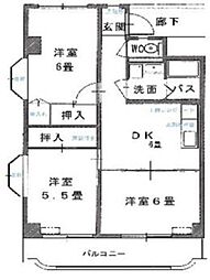 メゾン市川 3DKの間取図画像