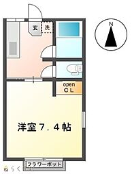 マエサンハイツ希望が丘 1Kの間取図画像