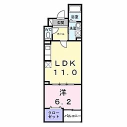 ルリアンラポーズ 1LDKの間取図画像