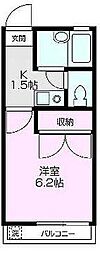ローゼン朝志ケ丘 1Kの間取図画像
