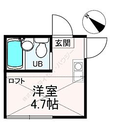 テラス上井草 1階ワンルームの間取り