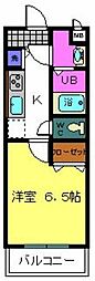 シャルマンフジもずイースト 1Kの間取図画像