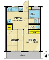 ヒルサイド 2DKの間取図画像