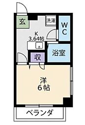 モンフェリーチェ 1Kの間取図画像