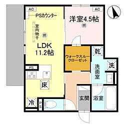大阪市旭区赤川4丁目アパート 1LDKの間取図画像