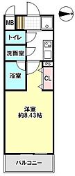 茅ヶ崎フェリックスコート長尾 1Kの間取図画像
