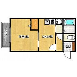 リブレア竹下駅前A 1DKの間取図画像