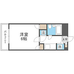 G-ONE六本松 ワンルームの間取図画像