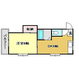 コーポYOKOYAMA 1DKの間取図画像