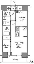ACP Residence 浅草 2LDKの間取図画像