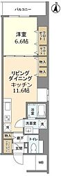 コスモグランス東日暮里 1LDKの間取図画像