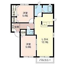 ヴィルドミールＣ 00201 ｜ 茨城県桜川市明日香３丁目25-1（賃貸アパート2LDK・2階・54.20㎡） その2