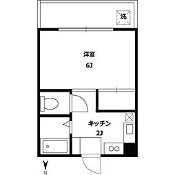 清水ハイツ 1Kの間取図画像