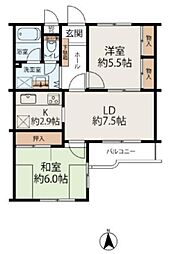 パールマンション墨田壱番館 4階2LDKの間取り