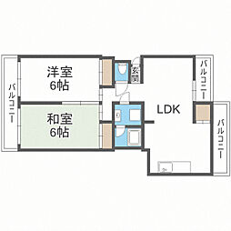 フォーサイト紫R・Viewterrace 2LDKの間取図画像