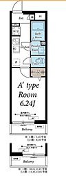 ヴィラ川口元郷 1階1Kの間取り