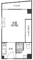 アーバンコートサカス18 ワンルームの間取図画像