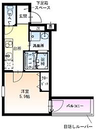 フジパレス杉本町駅北 1Kの間取図画像