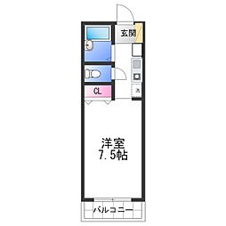 マメゾン21 1Kの間取図画像