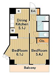 デイム橋本 7階2DKの間取り
