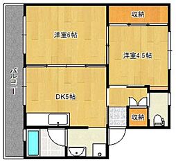 ソロンBLD三潴2 2DKの間取図画像