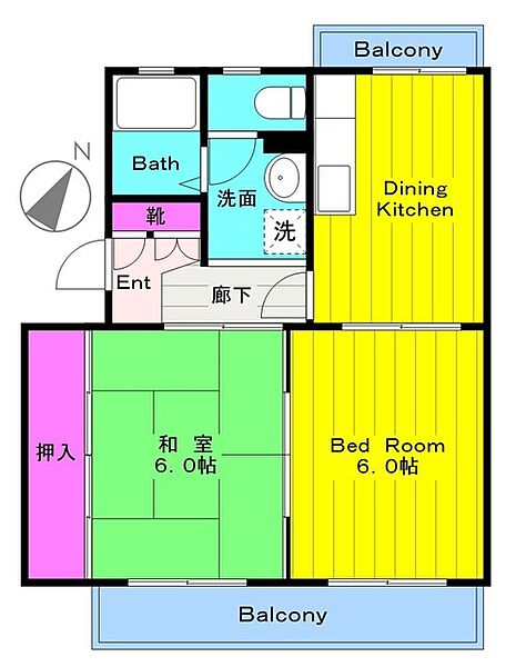 ピクシー野村 102｜神奈川県川崎市多摩区中野島１丁目(賃貸マンション2DK・1階・50.60㎡)の写真 その2