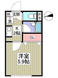 FLAT奥沢 1Kの間取図画像