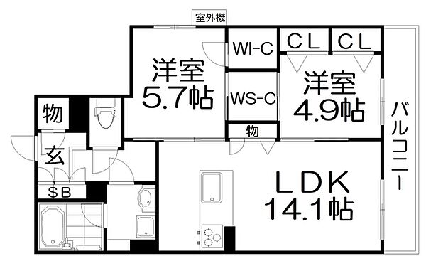 シャーメゾン　プレミアスII ｜大阪府門真市元町(賃貸マンション2SLDK・3階・63.20㎡)の写真 その2